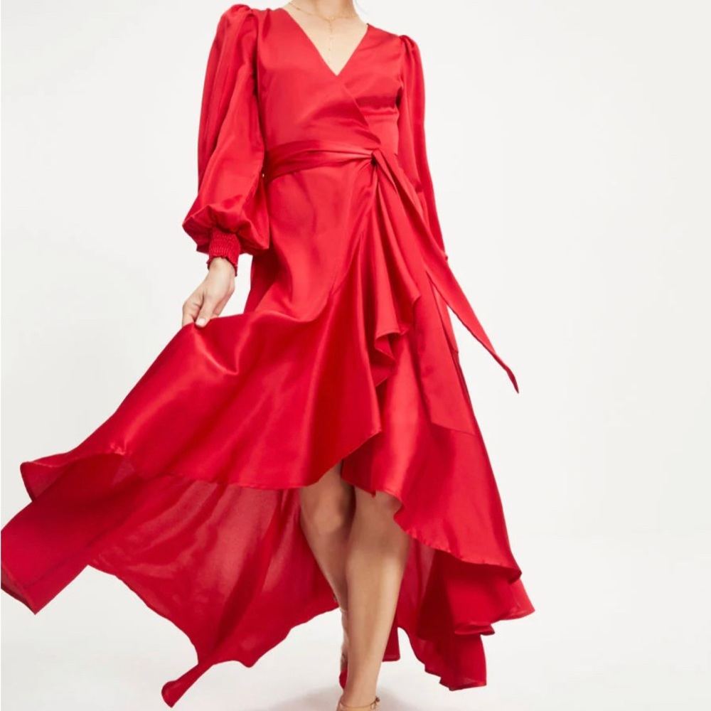 VICI gorgeous satin ruffle maxi dress large BNWT